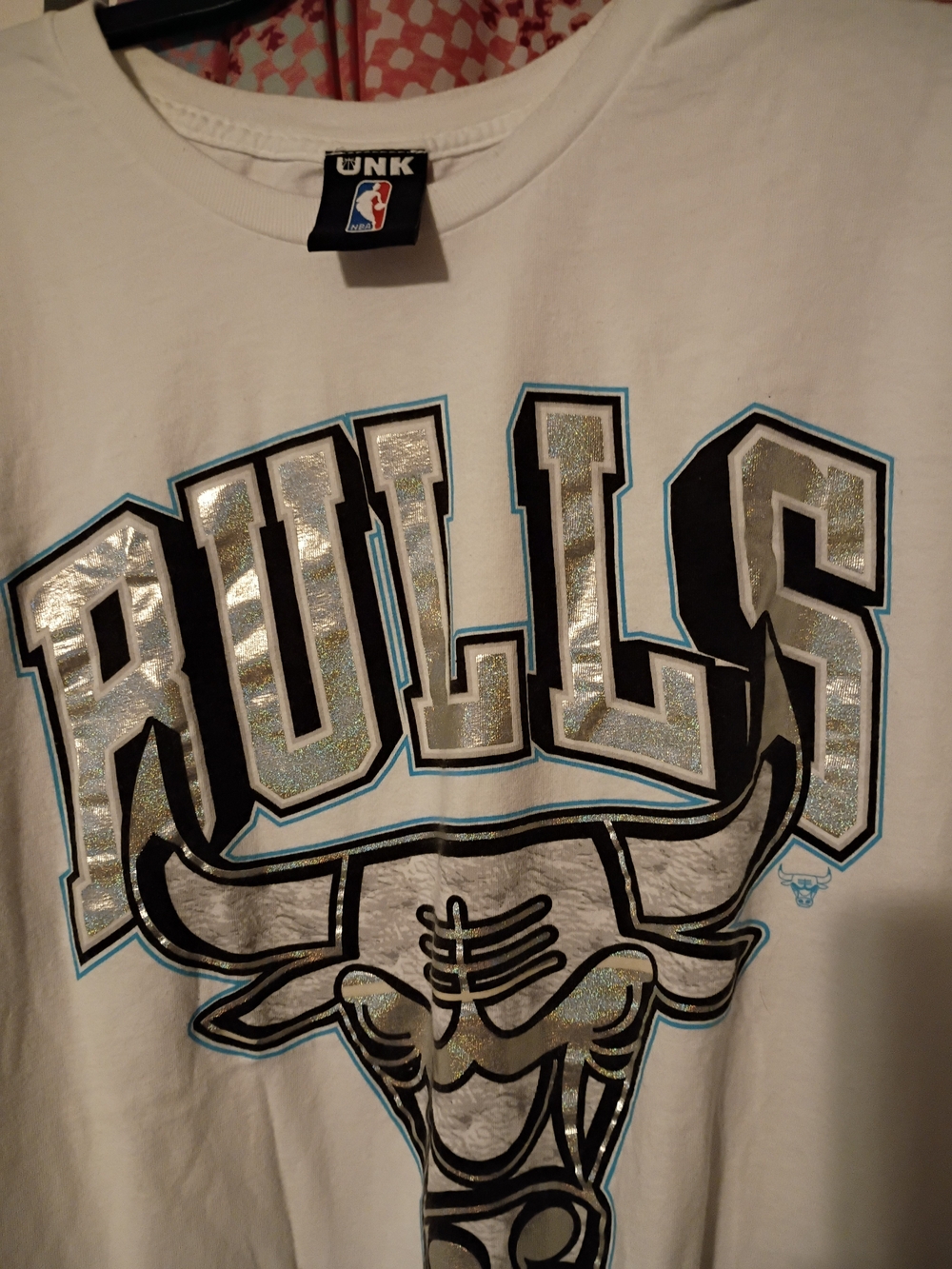NBA UNK Chicago Bulls Short Sleeve Tee - White with Silver & Black Accents